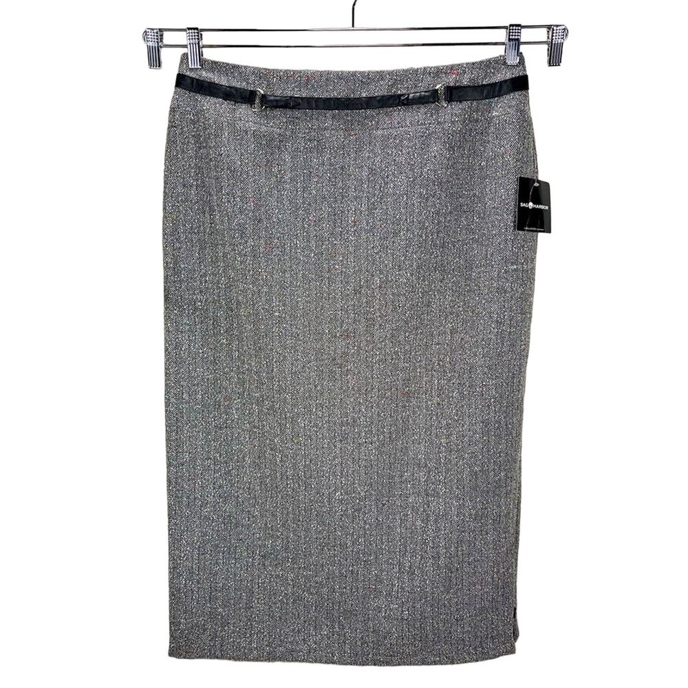 NWT SAG HARBOR | Pencil Midi Skirt Gray Black 16